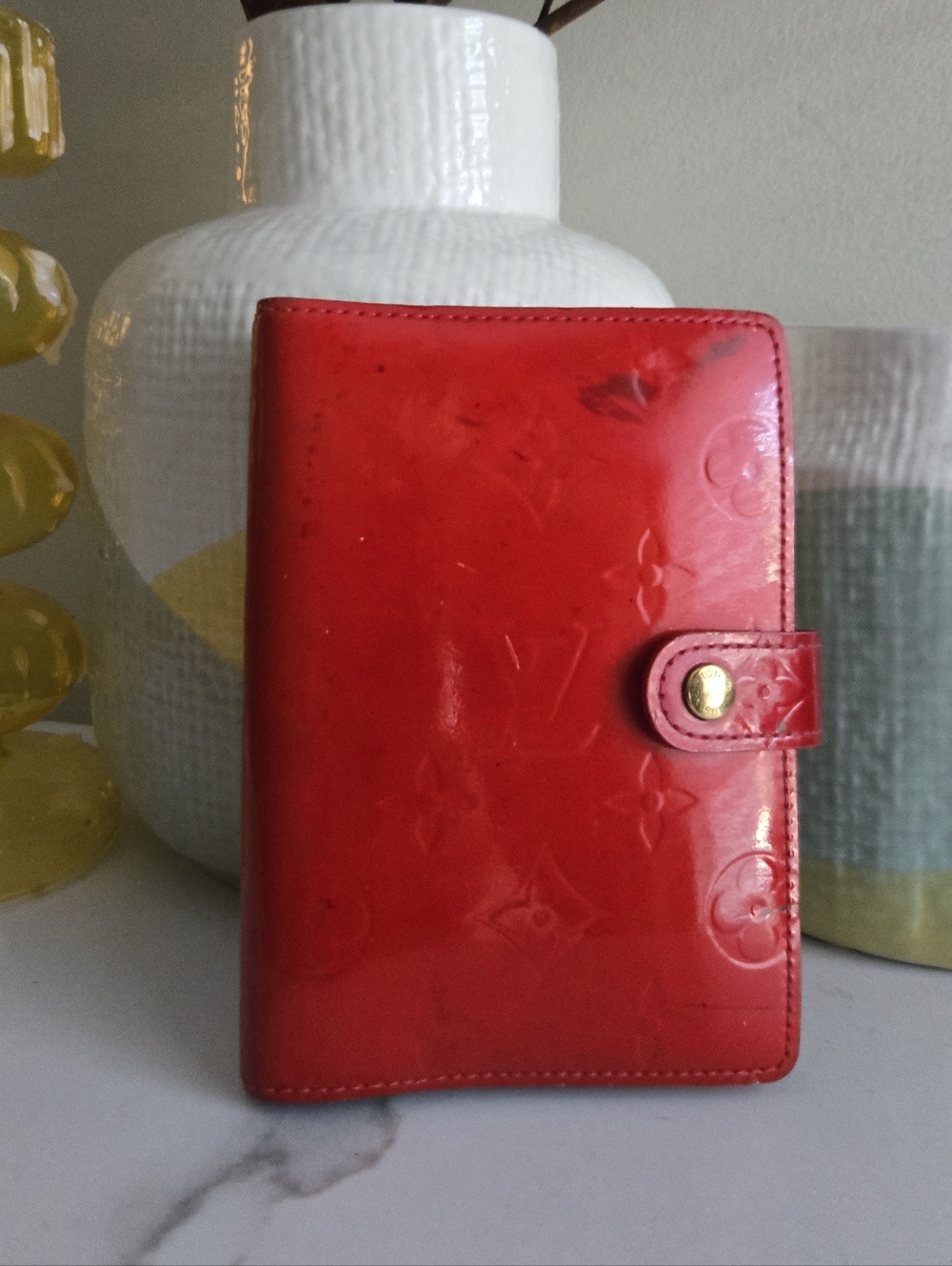 GUC Louis Vuitton PM Red Vernis Leather Agenda Cover